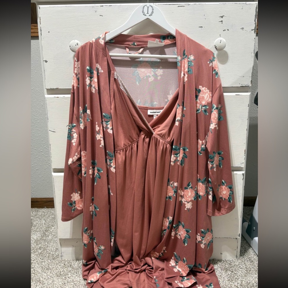 Motherhood Dusty Rose Floral Maternity Nursing Set
